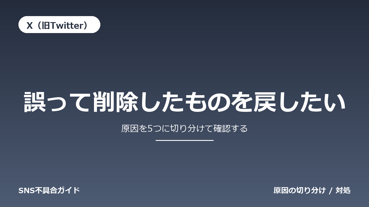 X（旧Twitter）で誤って削除したものを戻したいときの対処法